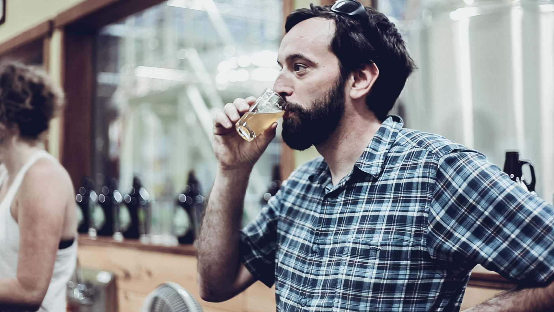Matt Cohen and Rachel (Manager) in the tasting room at Fiddlehead Brewing
